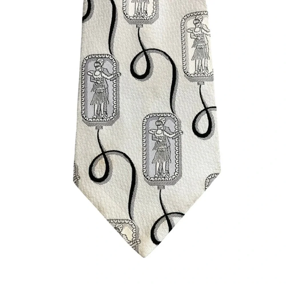 Vintage Sawyers Campus Shop Mens Grey Novelty Greco Roman Medallion Tie 1261